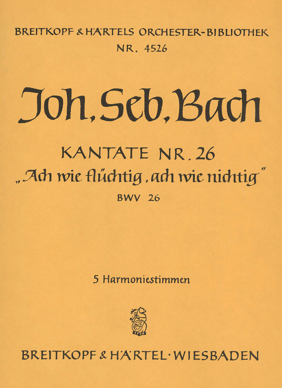 Vorderes Coverbild Kantate BWV 26 „Ach wie flüchtig, ach wie nichtig“