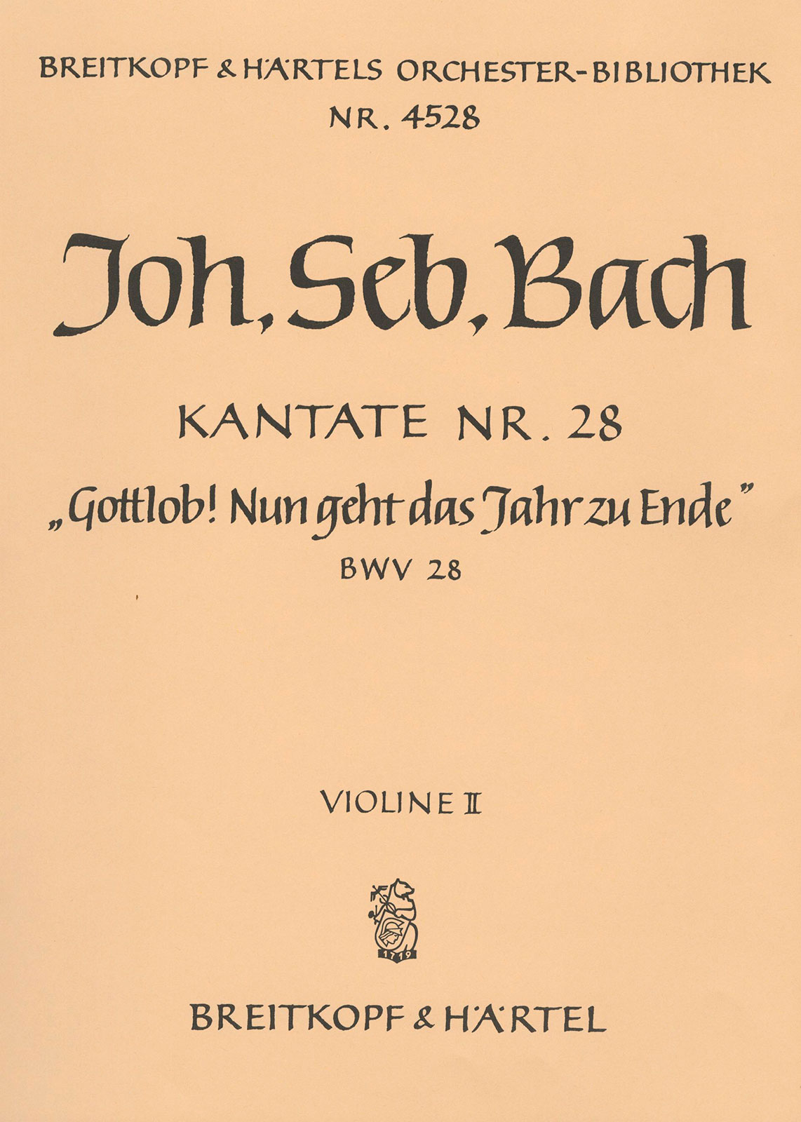 Vorderes Coverbild Kantate BWV 28 „Gottlob! nun geht das Jahr zu Ende“