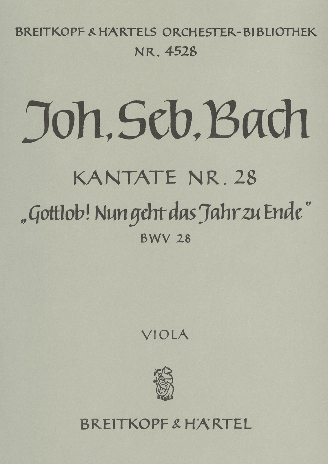 Vorderes Coverbild Kantate BWV 28 „Gottlob! nun geht das Jahr zu Ende“
