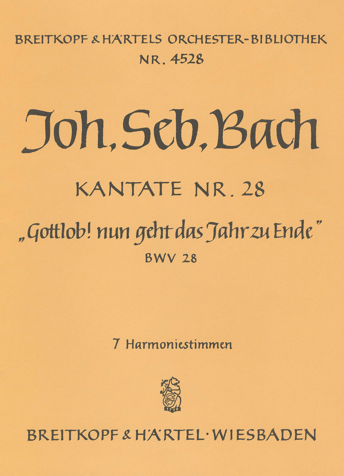 Vorderes Coverbild Kantate BWV 28 „Gottlob! nun geht das Jahr zu Ende“