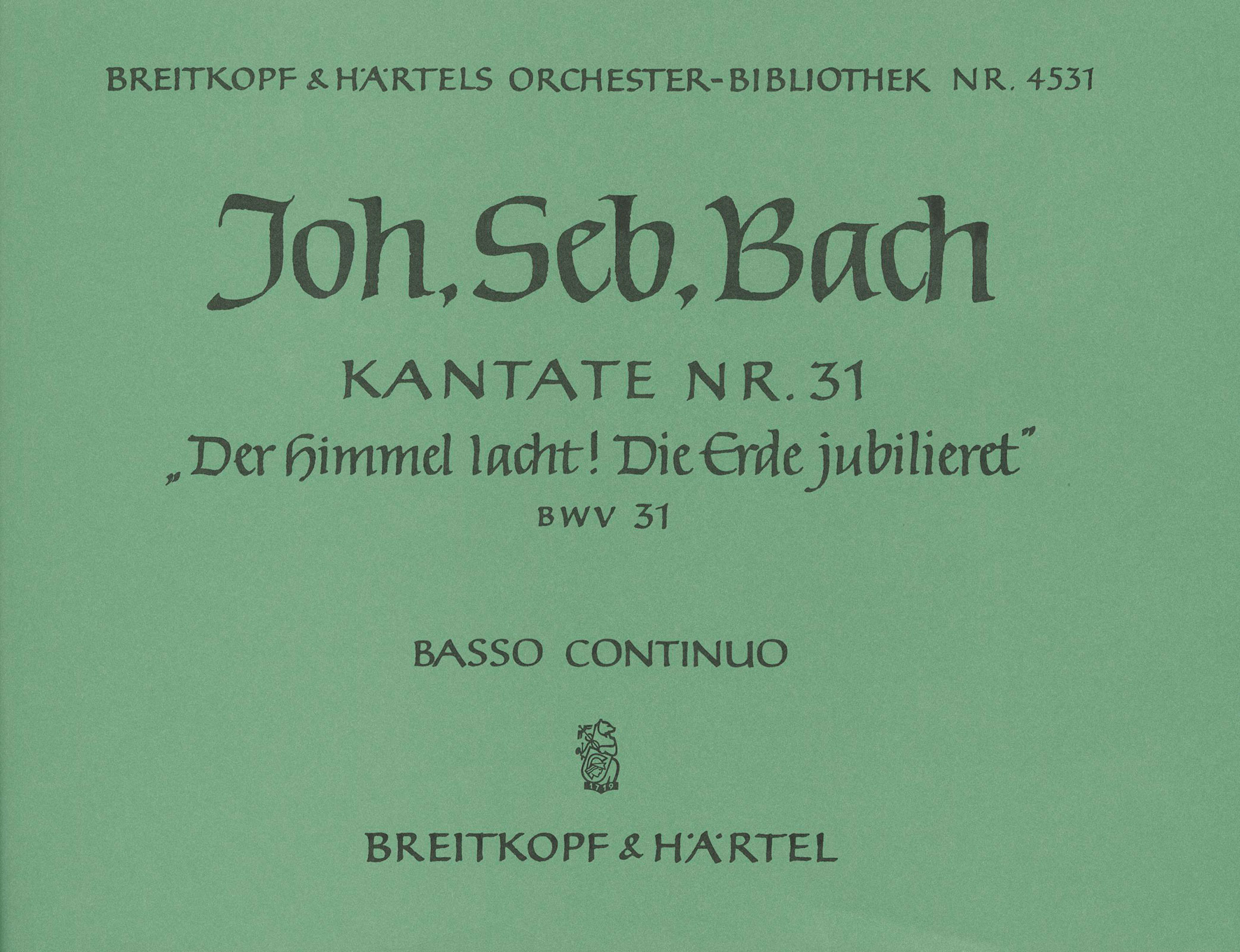 Vorderes Coverbild Kantate BWV 31 ‘Der Himmel lacht, Die Erde jubilieret’