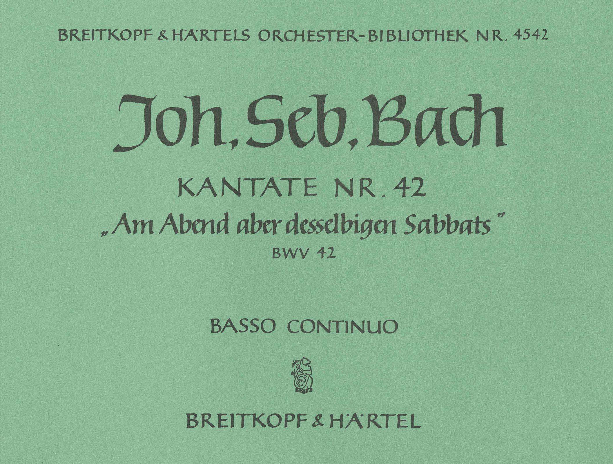 Vorderes Coverbild Kantate BWV 42 „Am Abend aber desselbigen Sabbats“