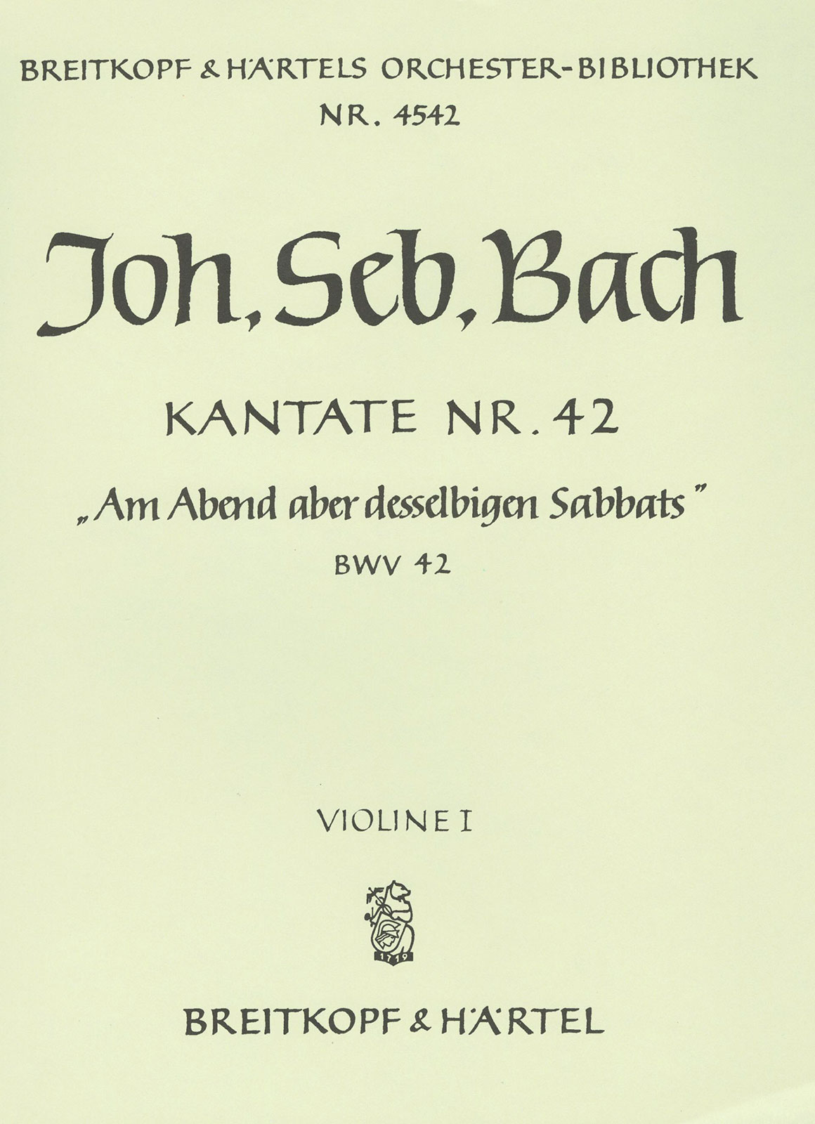Anderes Coverbild Kantate BWV 42 „Am Abend aber desselbigen Sabbats“