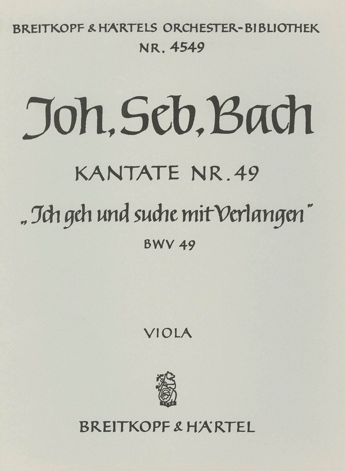 Vorderes Coverbild Kantate BWV 49 „Ich geh und suche mit Verlangen“