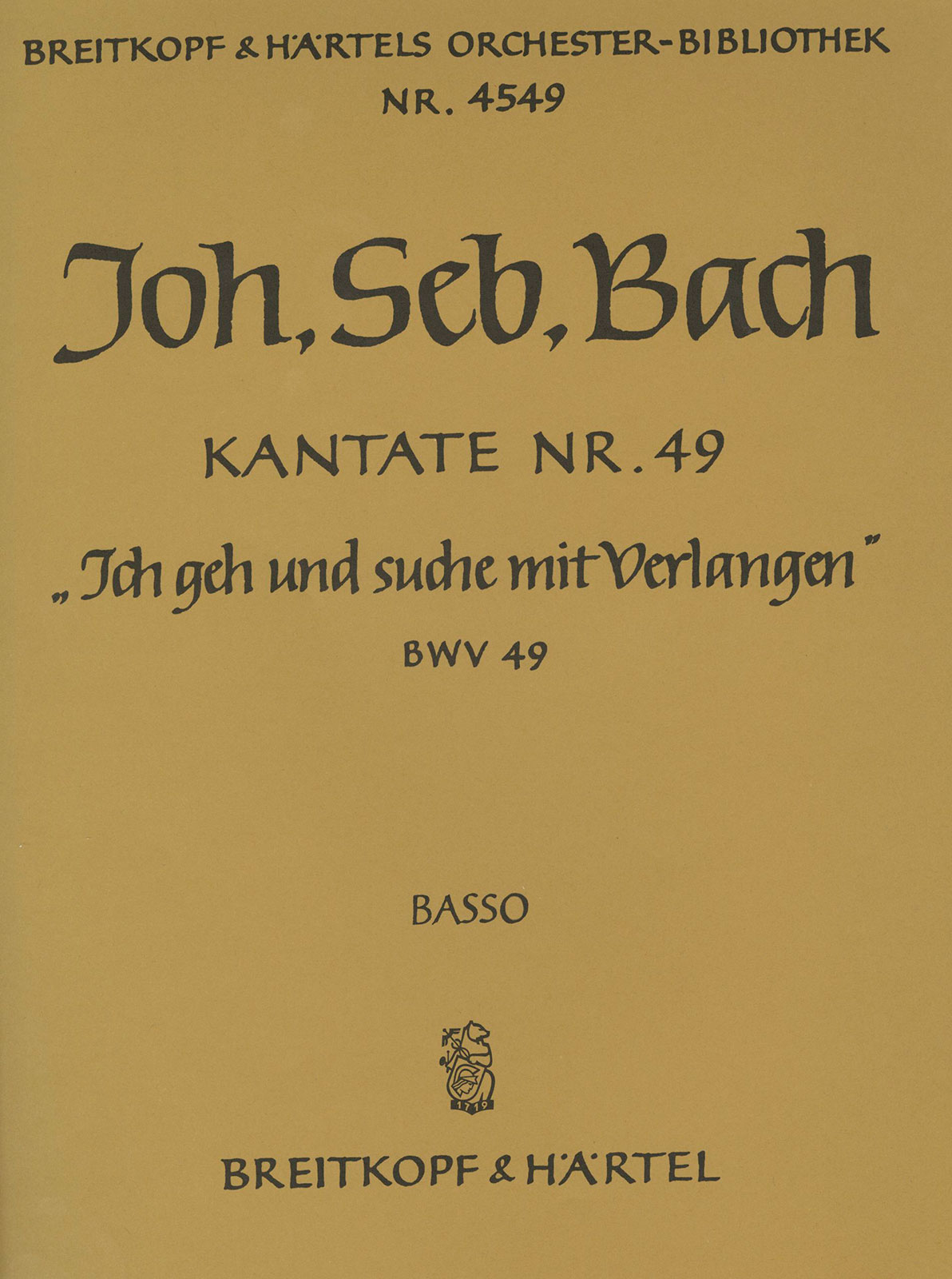Vorderes Coverbild Kantate BWV 49 „Ich geh und suche mit Verlangen“