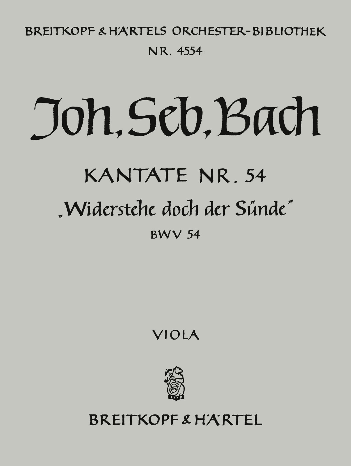 Vorderes Coverbild Kantate BWV 54 ‘Widerstehe doch der Sünde’