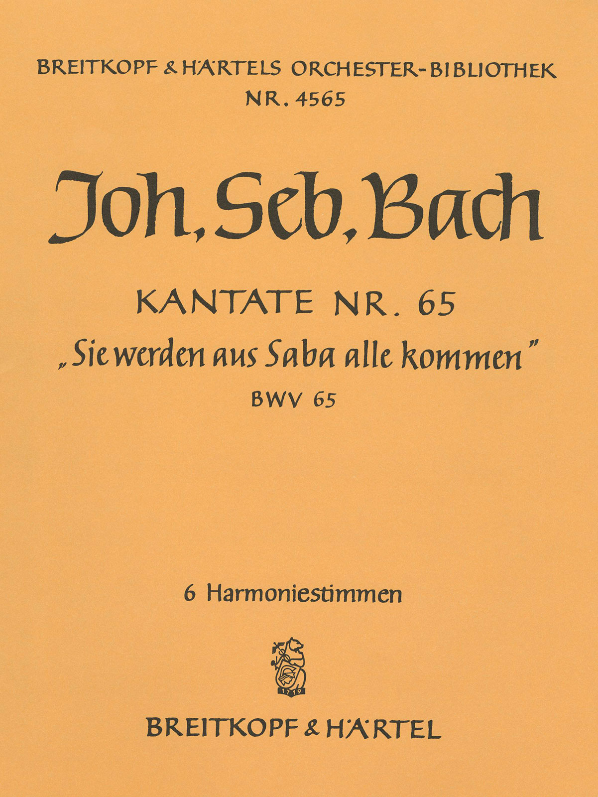 Vorderes Coverbild Kantate BWV 65 „Sie werden aus Saba alle kommen“