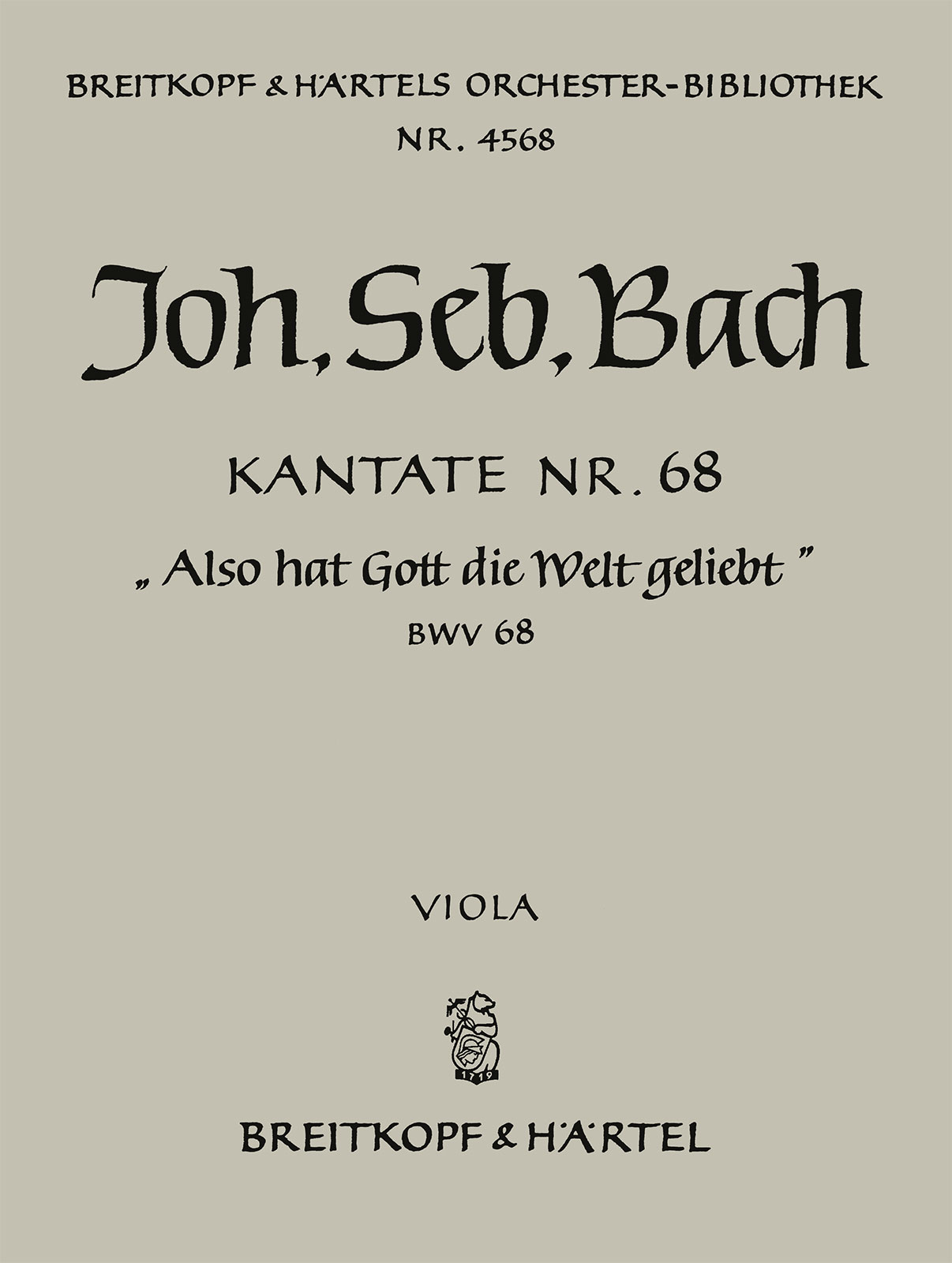 Vorderes Coverbild Kantate BWV 68 „Also hat Gott die Welt geliebt“