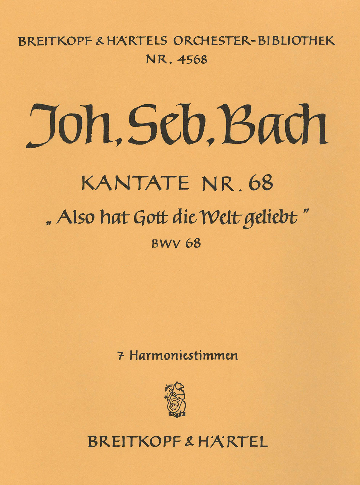Vorderes Coverbild Kantate BWV 68 „Also hat Gott die Welt geliebt“