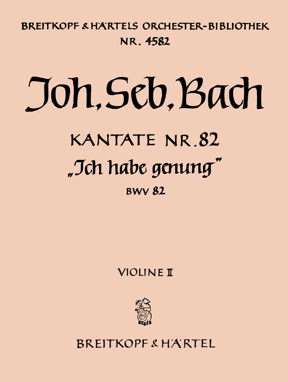 Vorderes Coverbild Kantate BWV 82 „Ich habe genung“