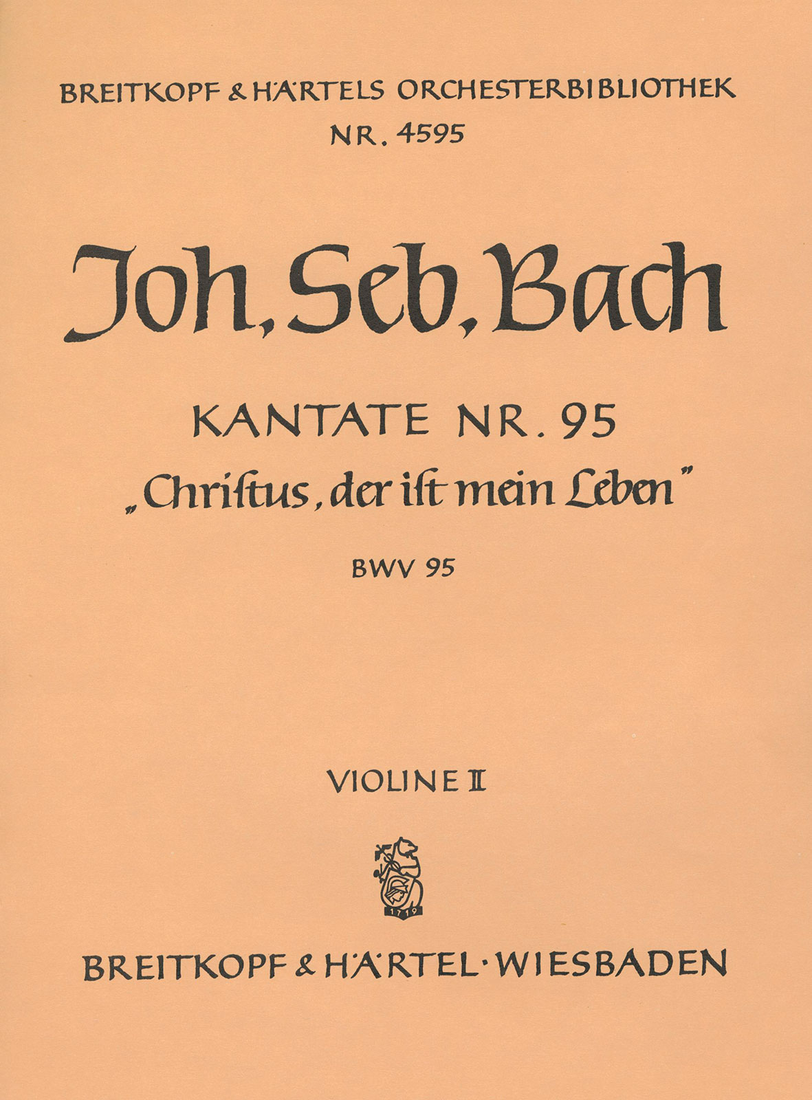 Vorderes Coverbild Kantate BWV 95 „Christus, der ist mein Leben“