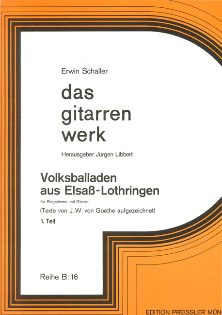 Vorderes Coverbild Volksballaden aus Elsaß-Lothringen, 1. Teil