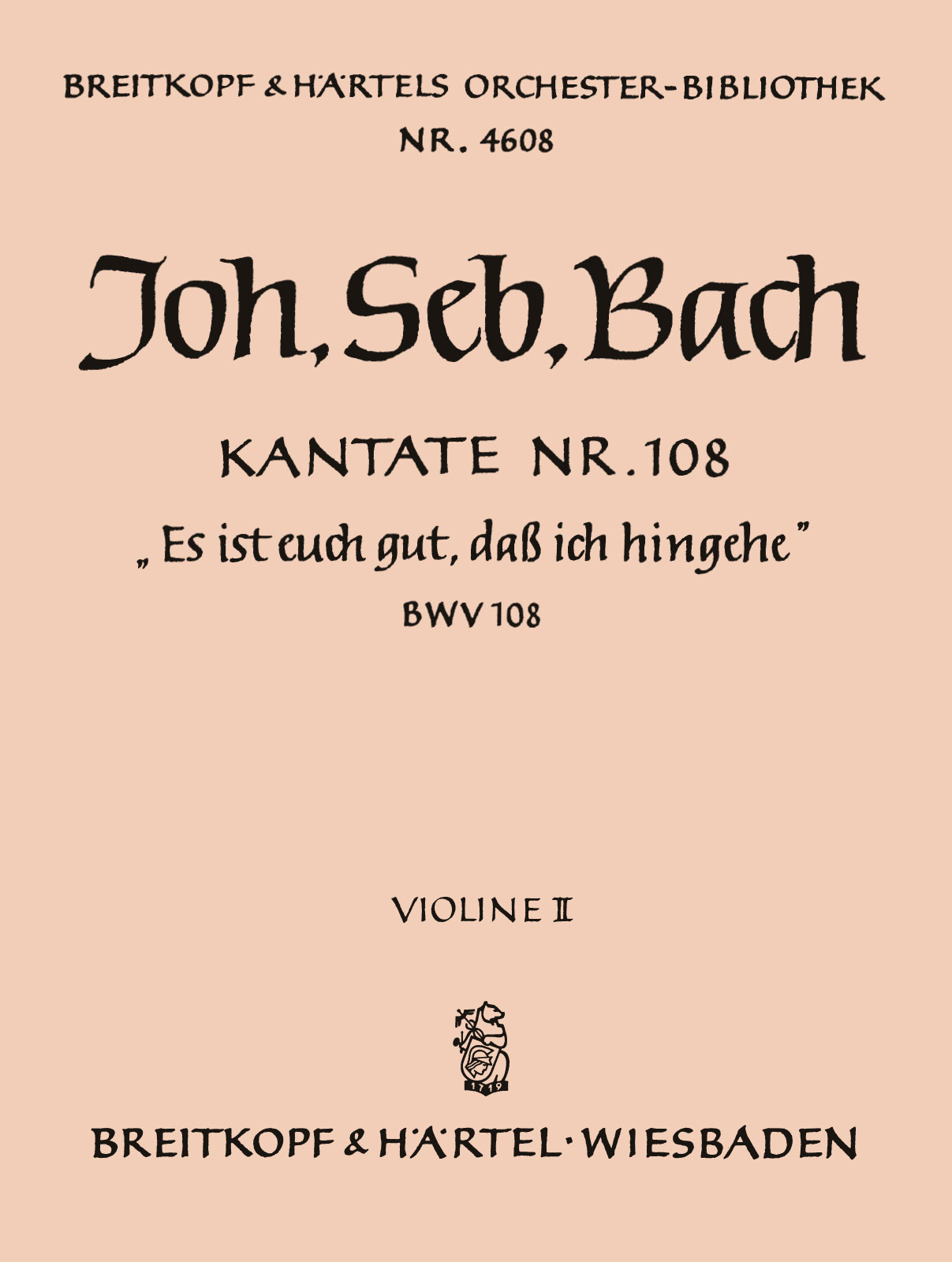Vorderes Coverbild Kantate BWV 108 „Es ist euch gut, dass ich hingehe“
