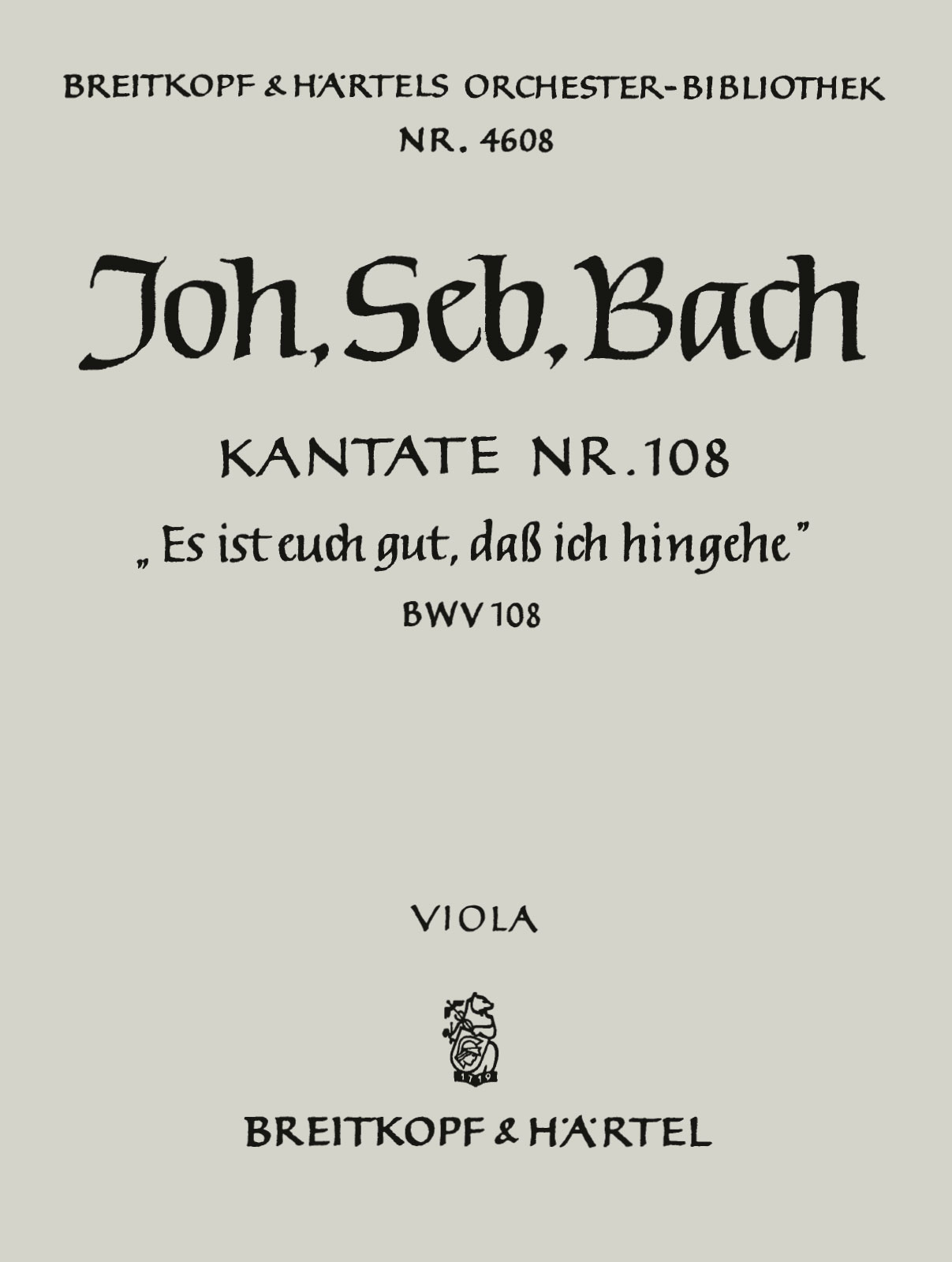 Vorderes Coverbild Kantate BWV 108 „Es ist euch gut, dass ich hingehe“