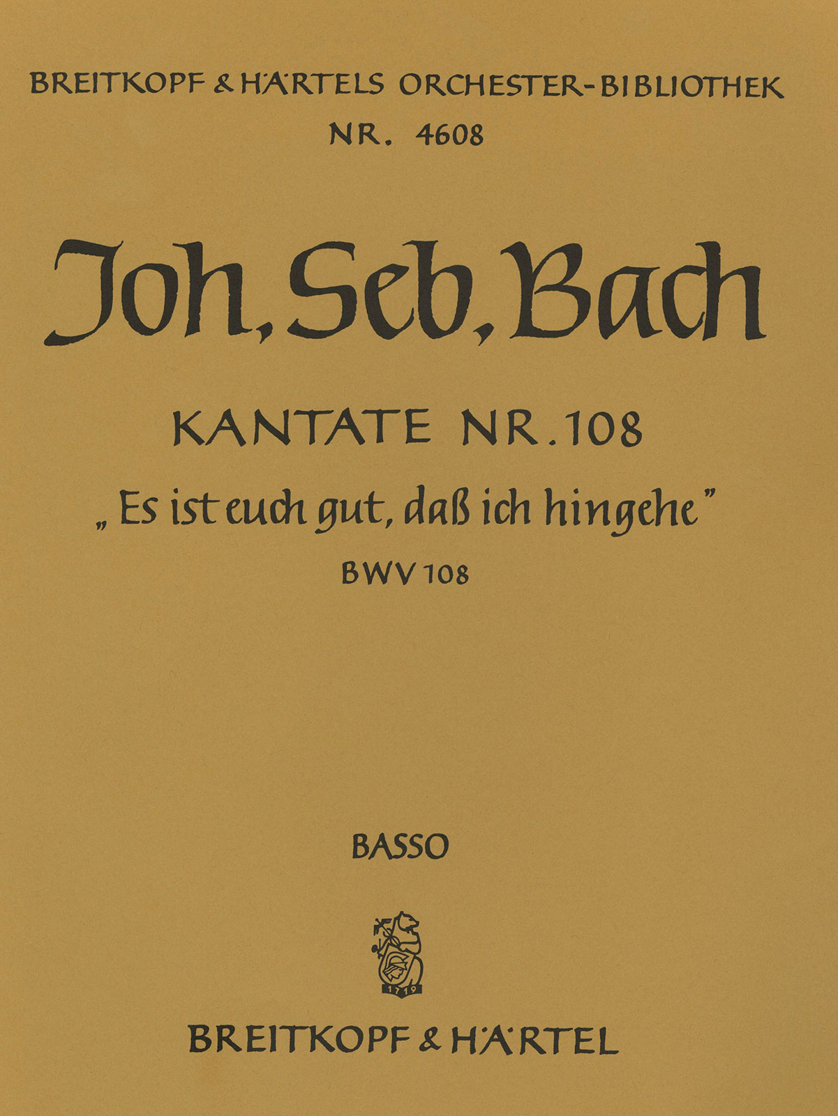 Vorderes Coverbild Kantate BWV 108 „Es ist euch gut, dass ich hingehe“