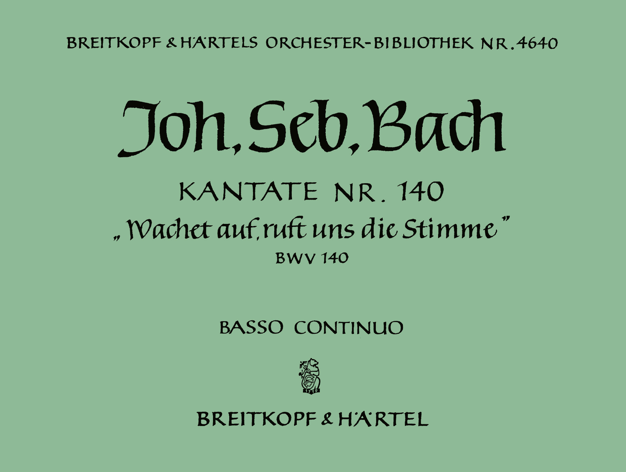Vorderes Coverbild Kantate BWV 140 "Wachet auf, ruft uns die Stimme"