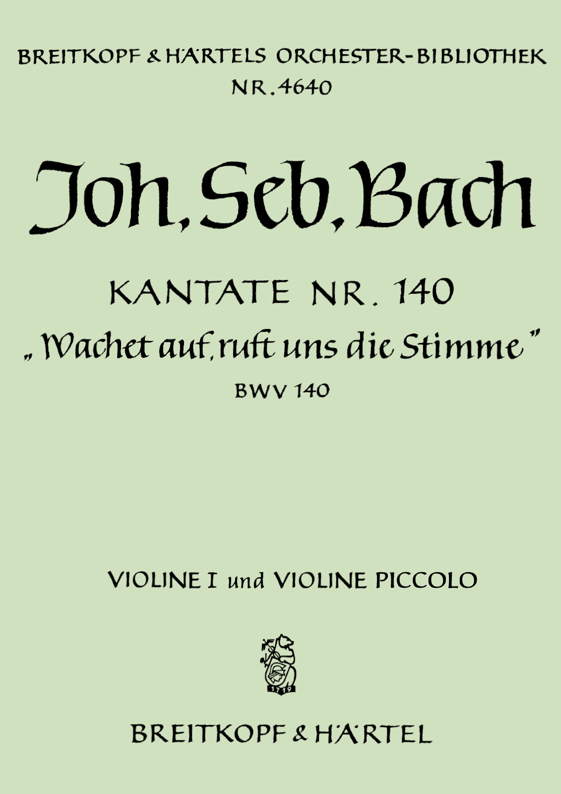 Vorderes Coverbild Kantate BWV 140 "Wachet auf, ruft uns die Stimme"