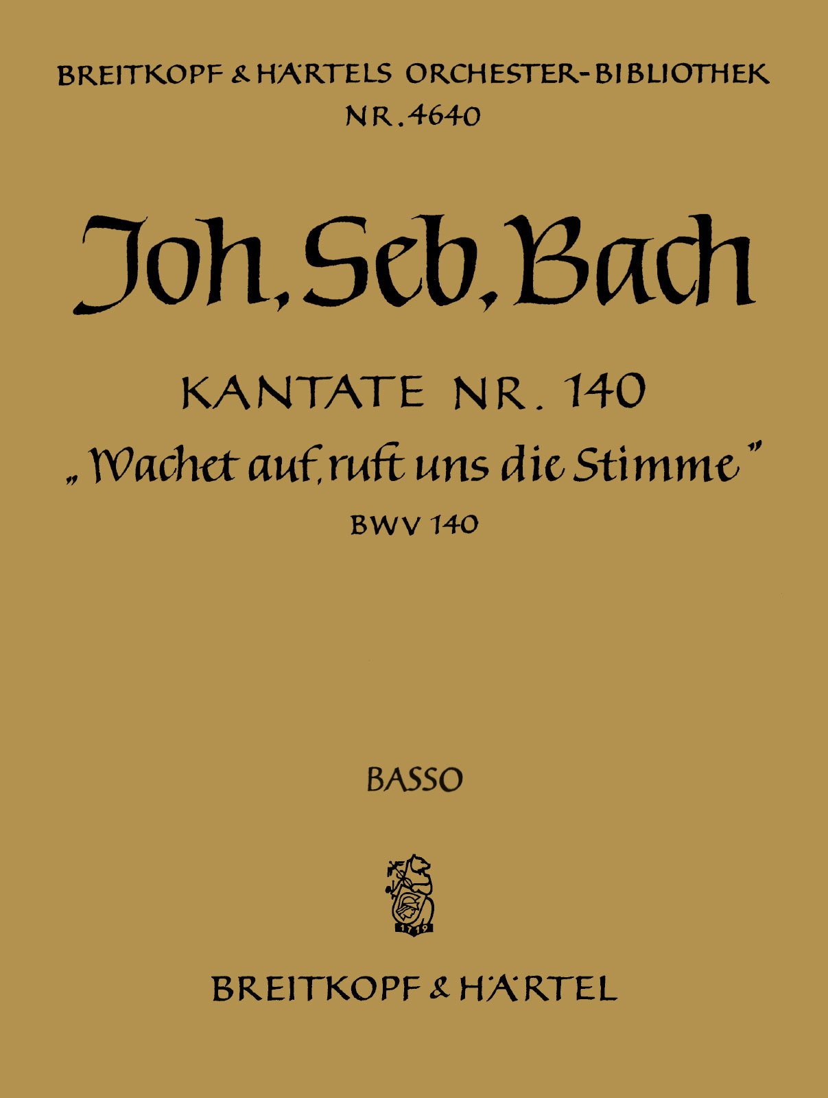 Vorderes Coverbild Kantate BWV 140 "Wachet auf, ruft uns die Stimme"