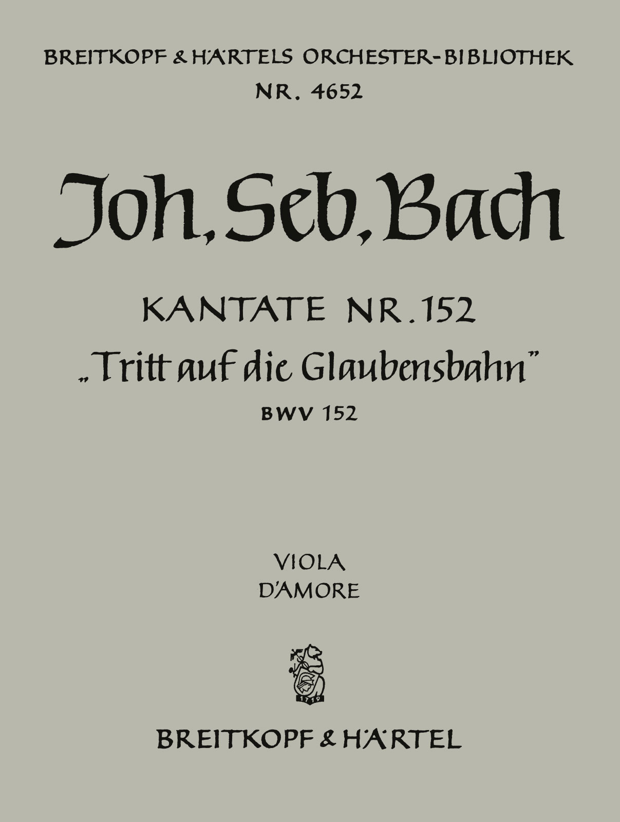 Vorderes Coverbild Kantate BWV 152 ‘Tritt auf die Glaubensbahn’ g-Moll