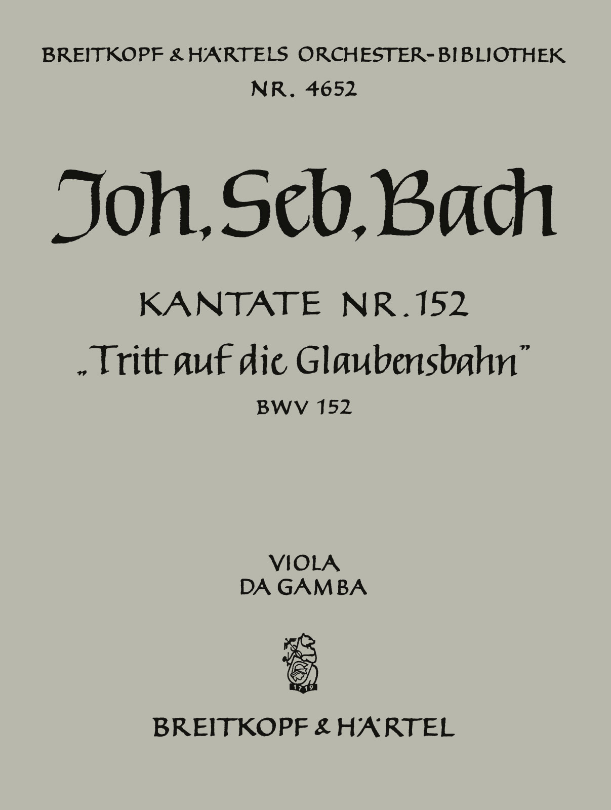 Vorderes Coverbild Kantate BWV 152 ‘Tritt auf die Glaubensbahn’ g-Moll