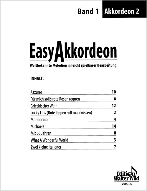 Vorderes Coverbild Easy Akkordeon Band 1 Akkordeon 2