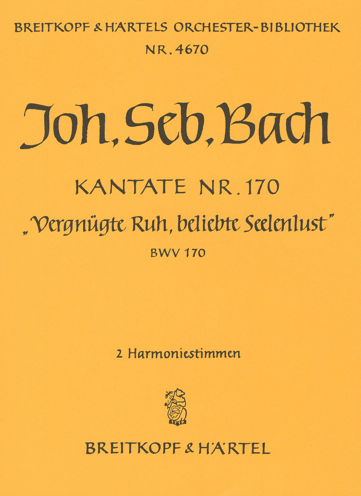 Vorderes Coverbild Kantate BWV 170 ‘Vergnügte Ruh, beliebte Seelenlust’