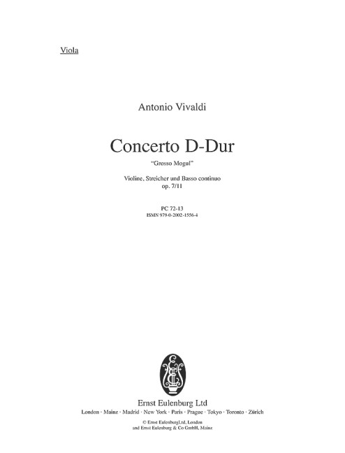 Vorderes Coverbild Concerto D-Dur op. 7/11 RV 208 / PV 151