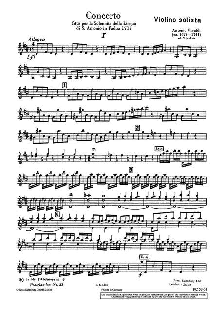 Vorderes Coverbild Concerto D-Dur op. 35/19 RV 212a / PV 165