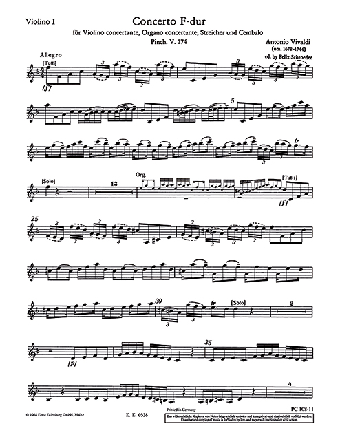 Vorderes Coverbild Concerto F-Dur op. 64/4 RV 542 / PV 274