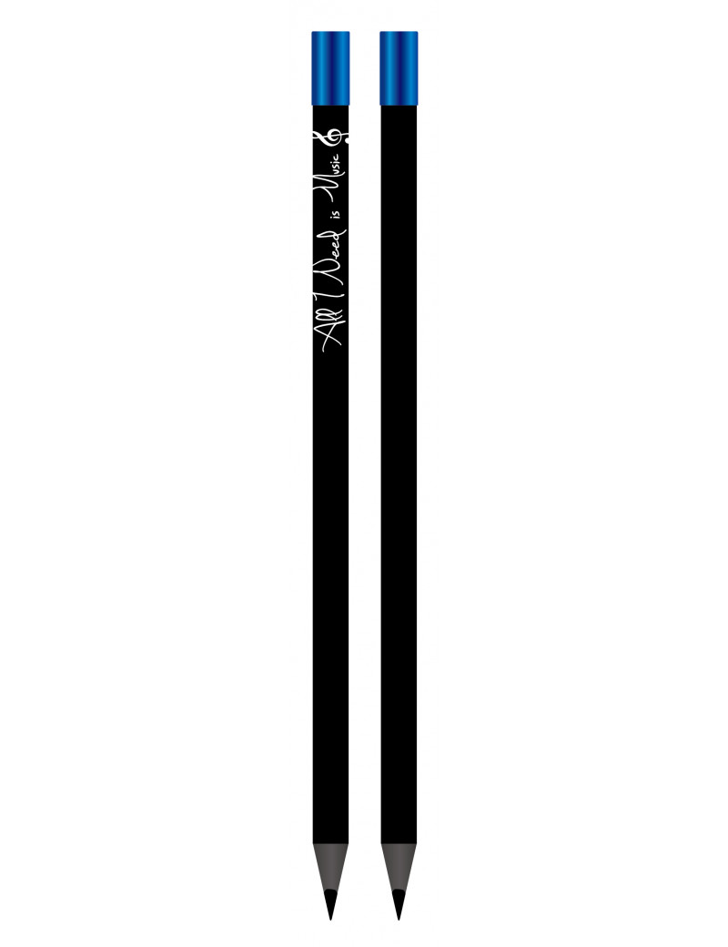 Vorderes Coverbild Bleistift ''All I Need is Music'' magnetisch schwarz/blau