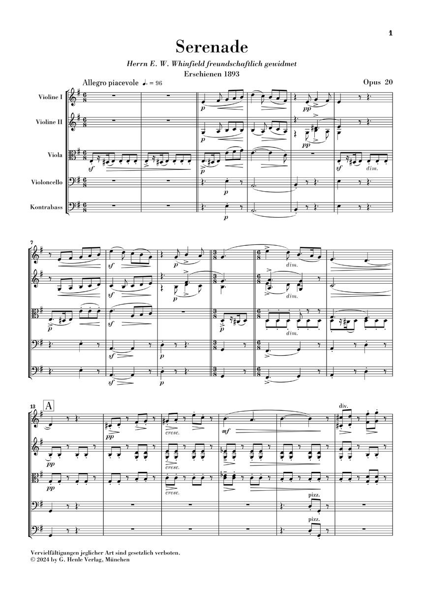 Anderes Coverbild Serenade e-moll op. 20