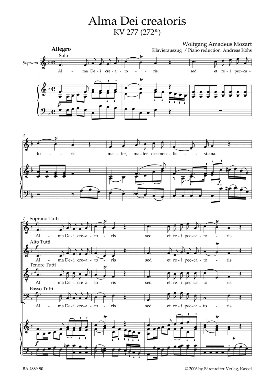 Anderes Coverbild Alma Dei creatoris KV 277 (272a)