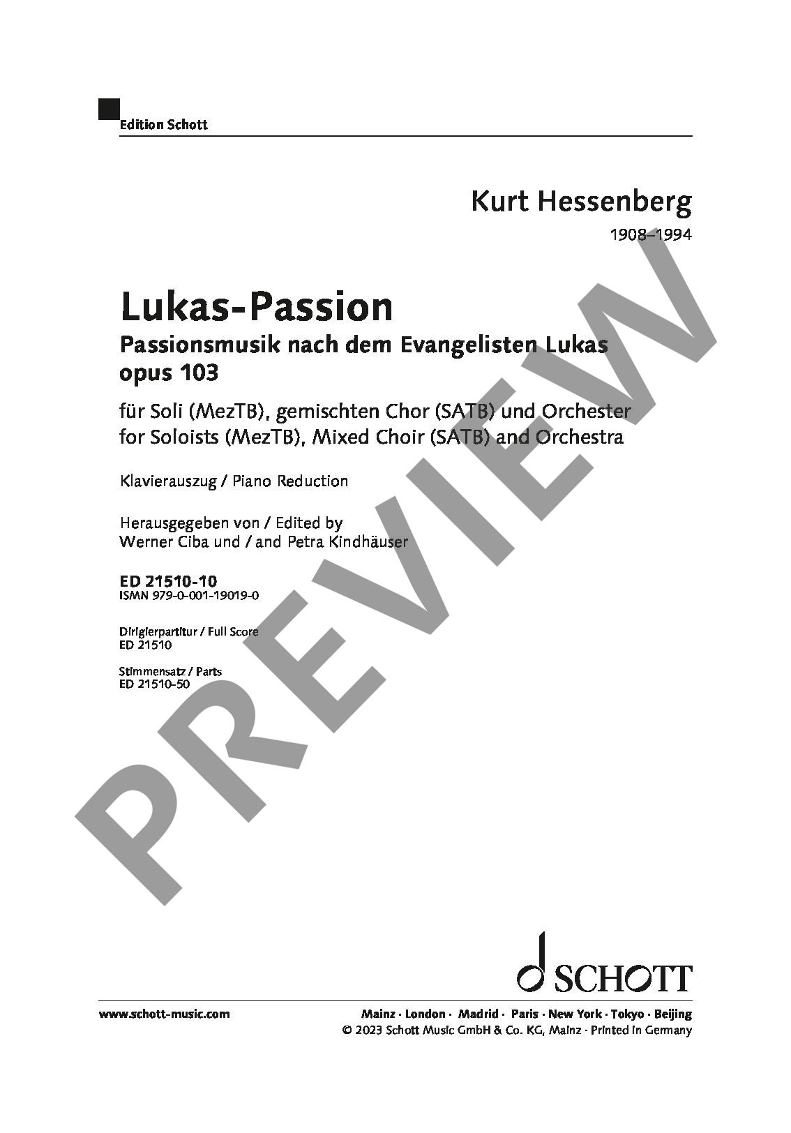 Anderes Coverbild Lukas-Passion op. 103
