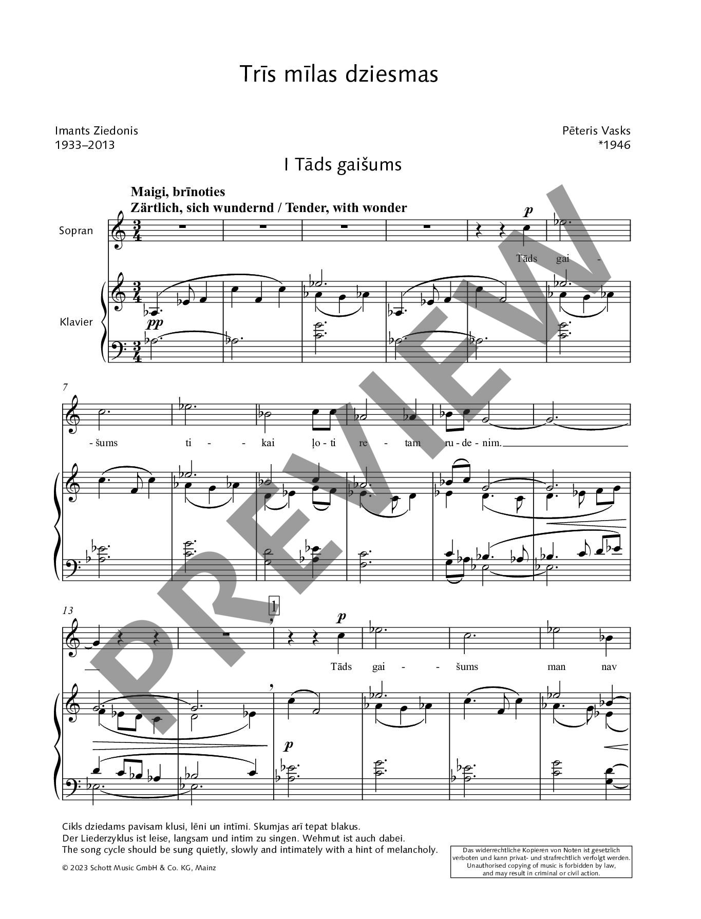 Anderes Coverbild Tris milas dziesmas (Drei Liebeslieder / Three Love Songs)
