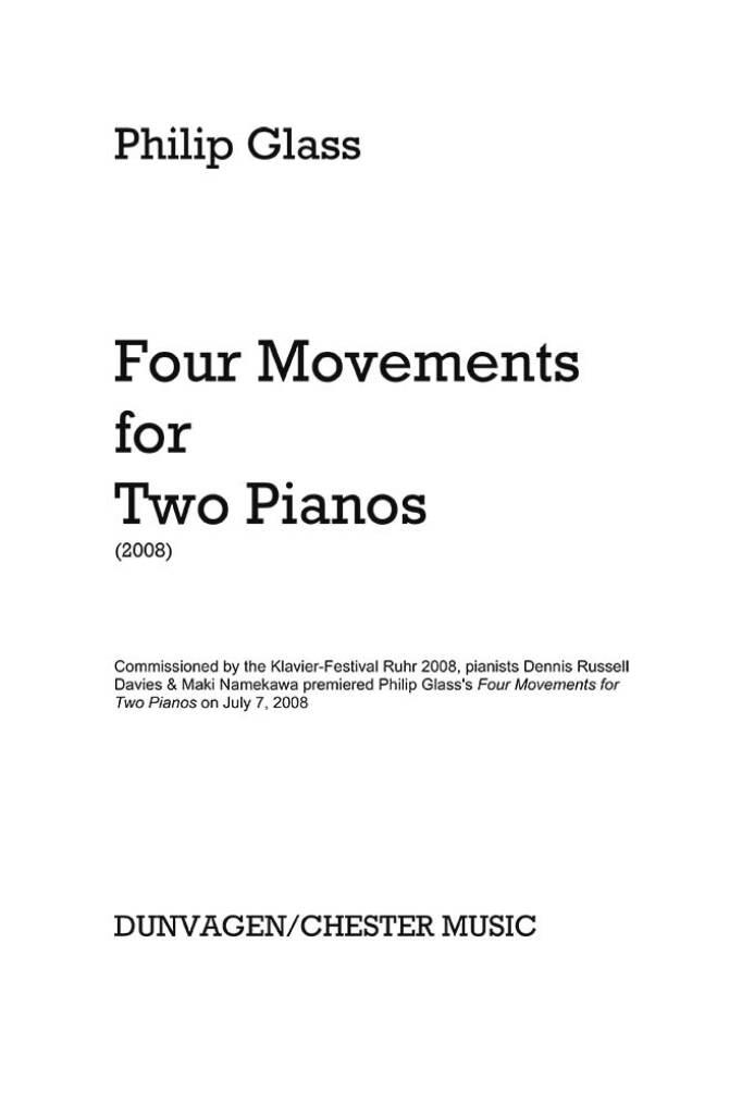Vorderes Coverbild Four Mouvements for Two Pianos