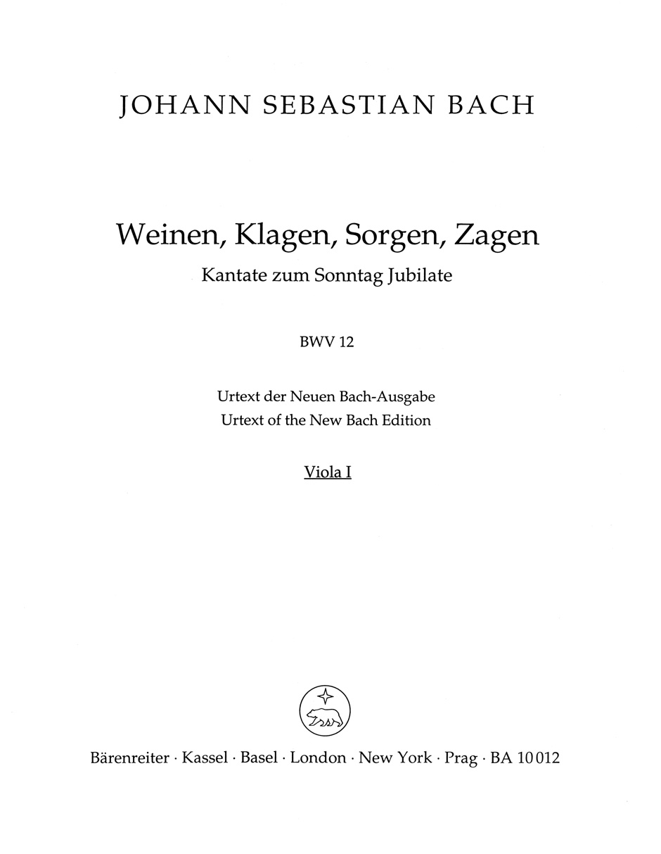 Vorderes Coverbild Weinen, Klagen, Sorgen, Zagen BWV 12