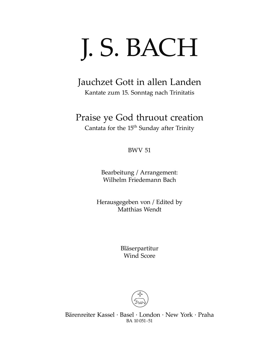 Vorderes Coverbild Jauchzet Gott in allen Landen BWV 51