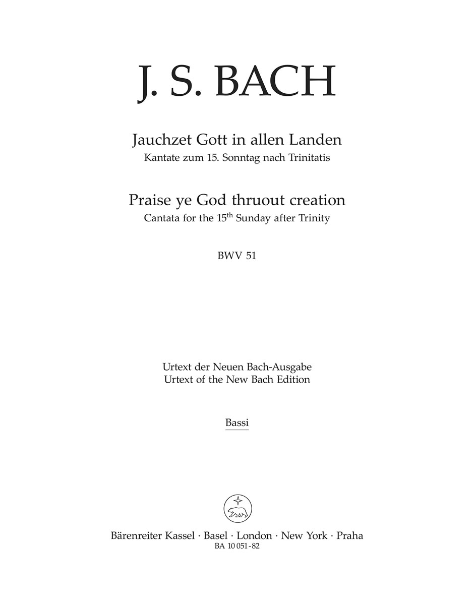 Vorderes Coverbild Jauchzet Gott in allen Landen BWV 51