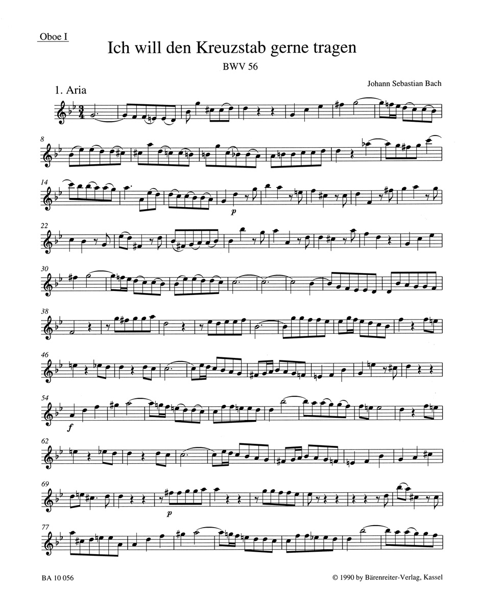 Vorderes Coverbild Ich will den Kreuzstab gerne tragen BWV 56 "Kreuzstabkantate"