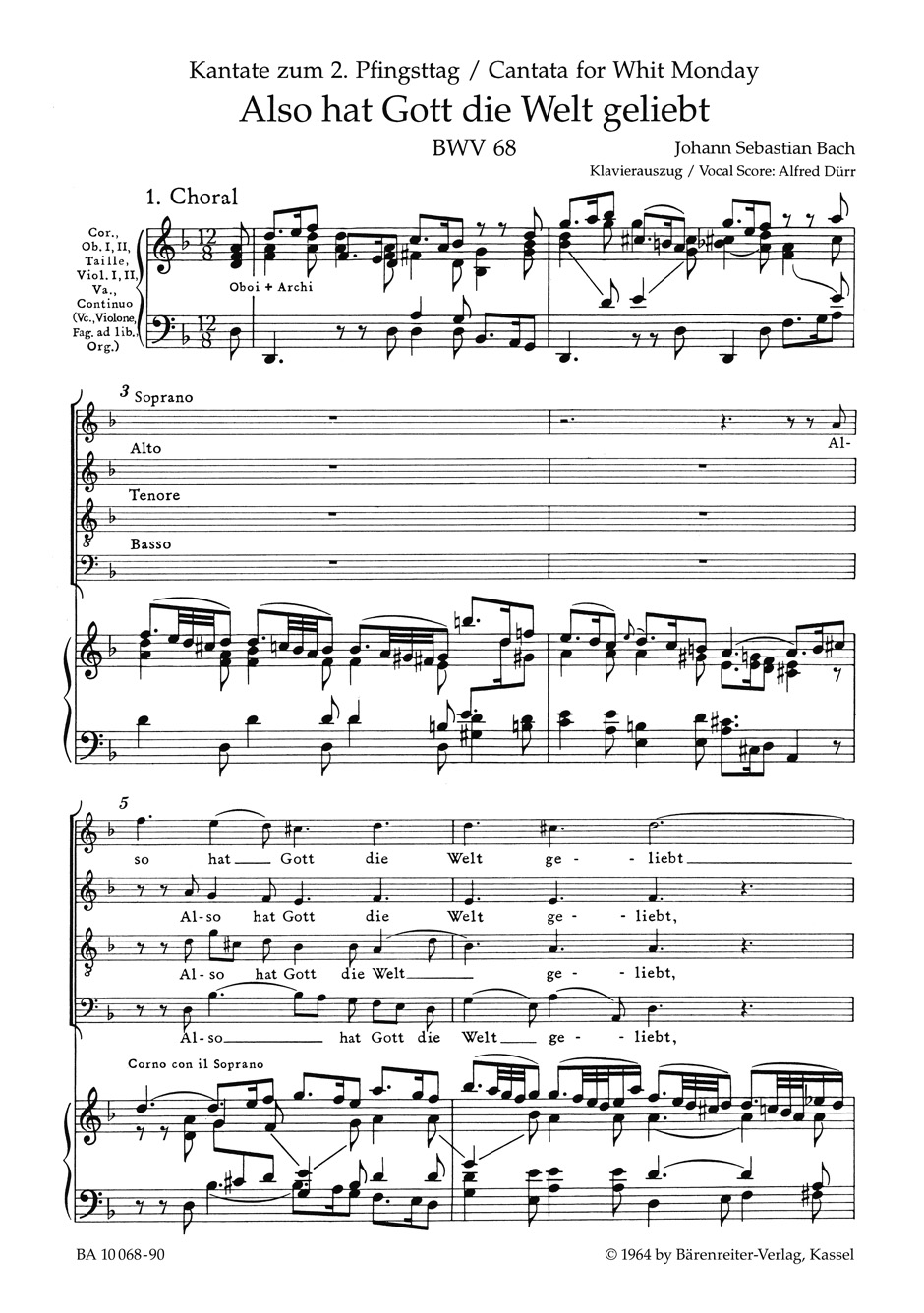 Anderes Coverbild Also hat Gott die Welt geliebt BWV 68