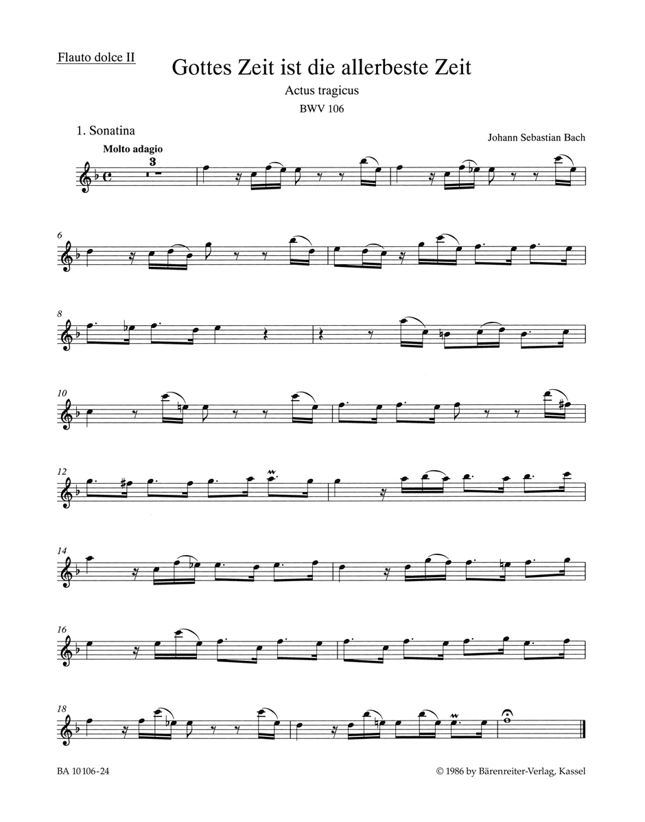 Vorderes Coverbild Gottes Zeit ist die allerbeste Zeit (Mighty God, His time is ever best) BWV 106 "Actus tragicus"