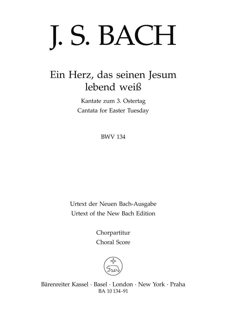 Vorderes Coverbild Ein Herz, das seinen Jesum lebend weiß BWV 134