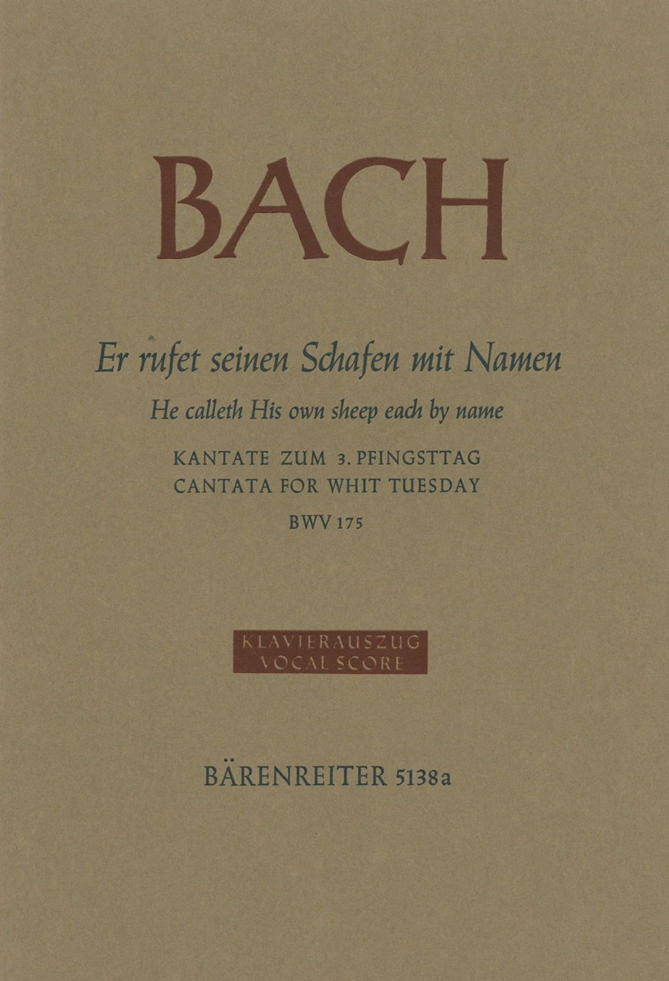 Vorderes Coverbild Er rufet seinen Schafen mit Namen BWV 175