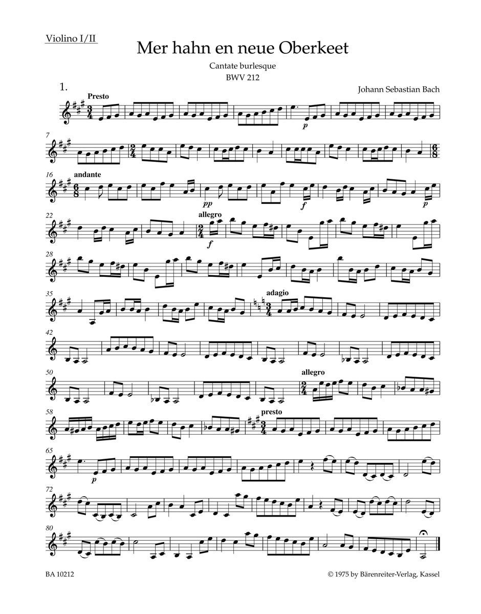 Vorderes Coverbild Mer hahn en neue Oberkeet BWV 212 "Bauern-Kantate"