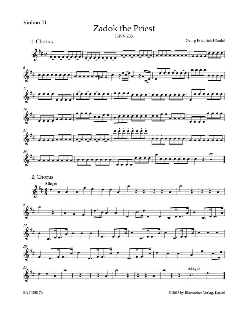 Vorderes Coverbild Zadok the priest HWV 258