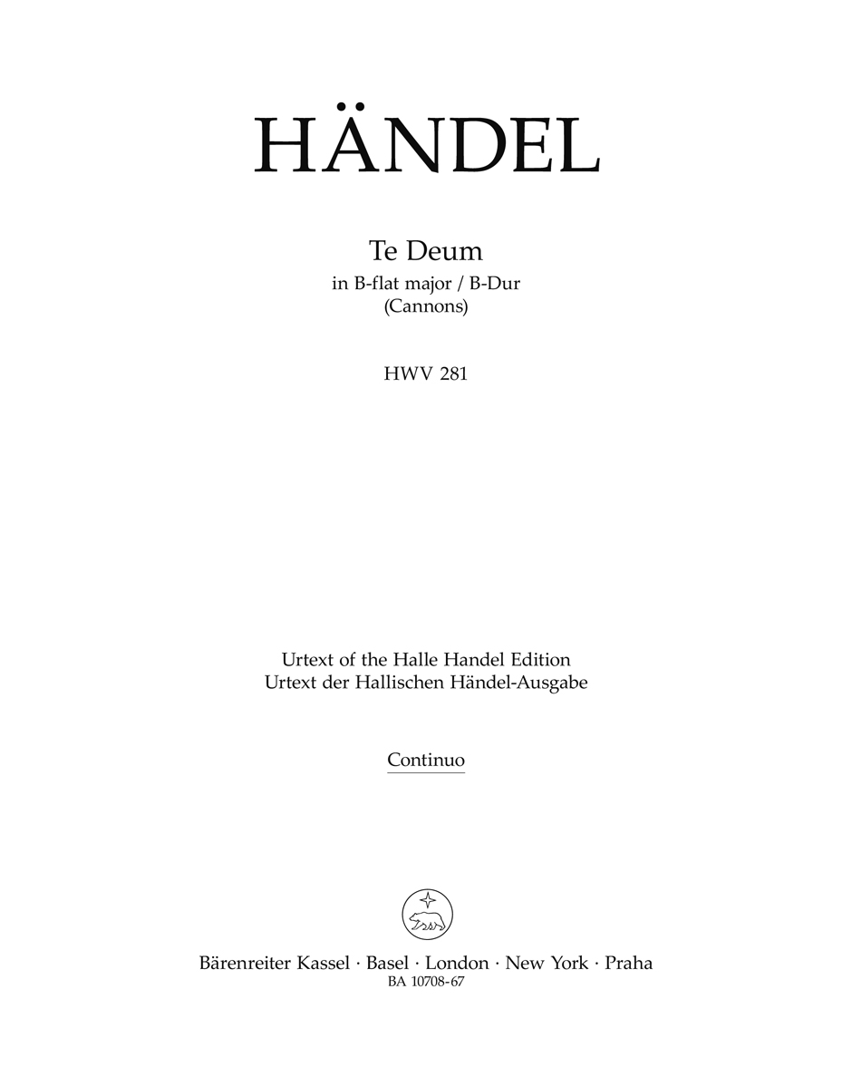 Vorderes Coverbild Te Deum B-Dur HWV 281