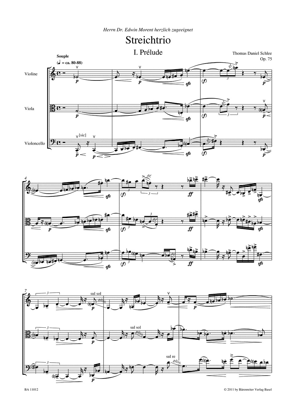 Anderes Coverbild Streichtrio für Violine, Viola und Violoncello op. 75 (2007)