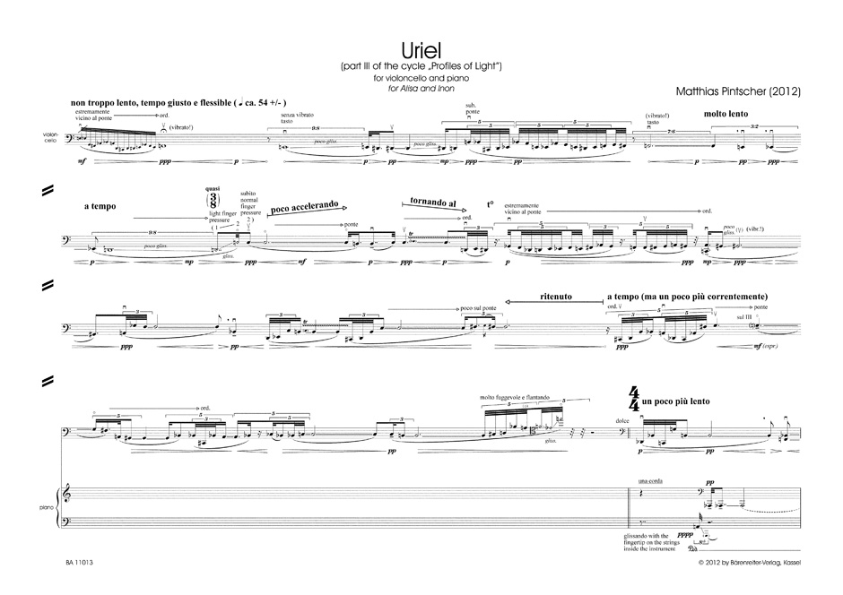 Anderes Coverbild Uriel for violoncello and piano (2012)