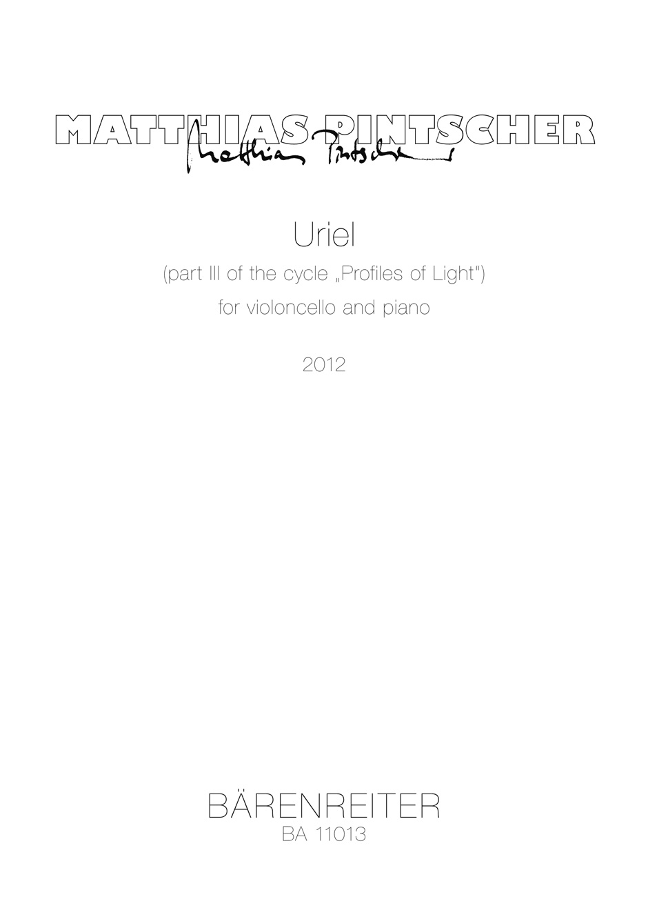 Vorderes Coverbild Uriel for violoncello and piano (2012)