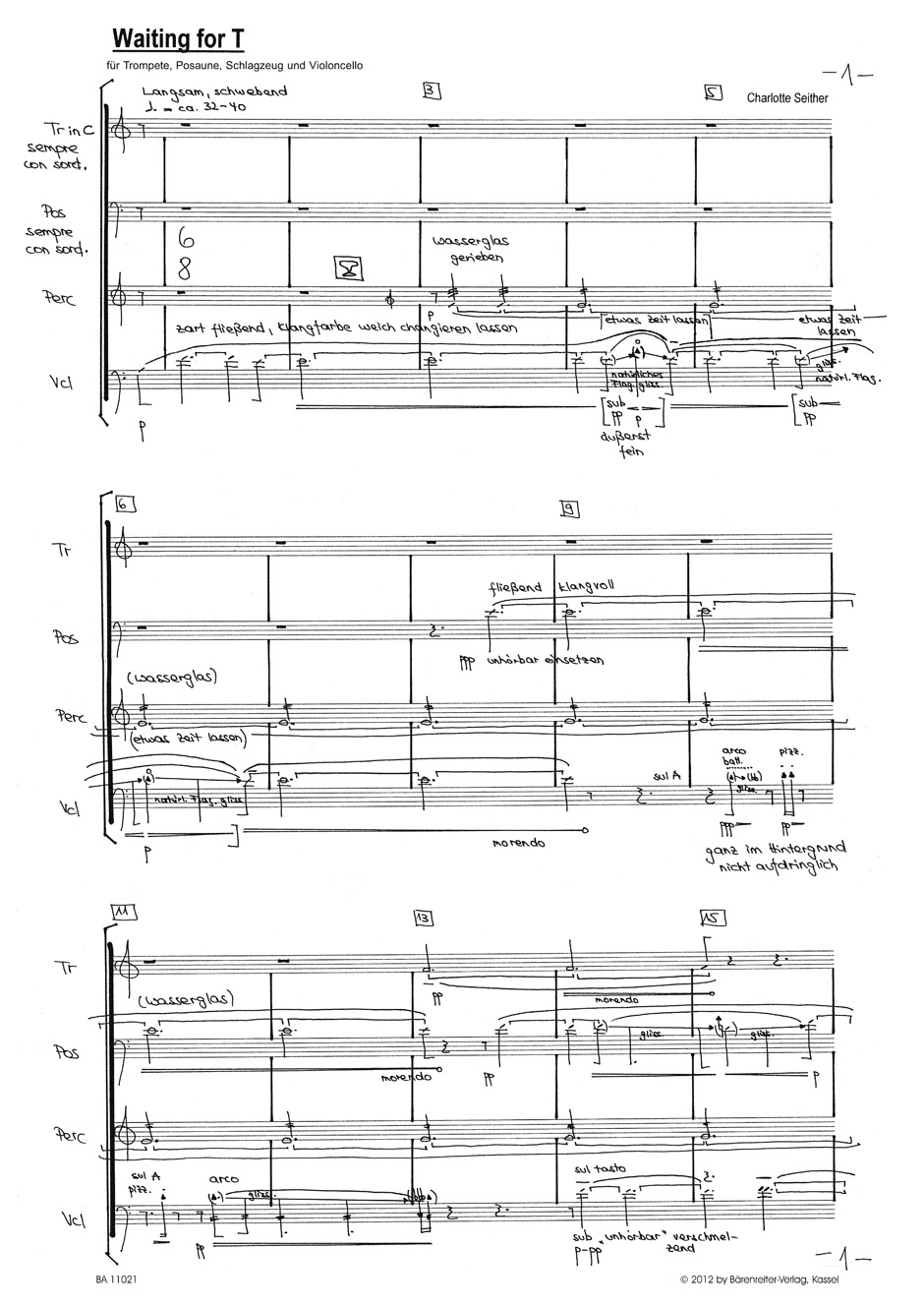 Anderes Coverbild Waiting for T für Trompete, Posaune, Schlagzeug und Violoncello (2009)